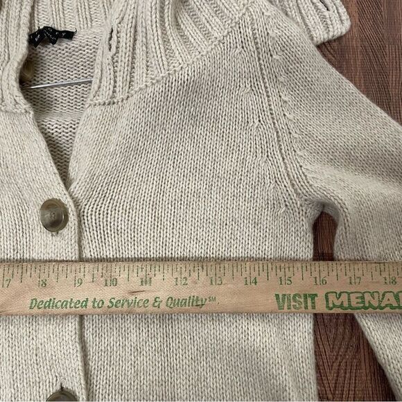 THEORY 100% Cashmere Button Down Long Cardigan‎ Funnel Neck Turtleneck Sweater S - Picture 4 of 8